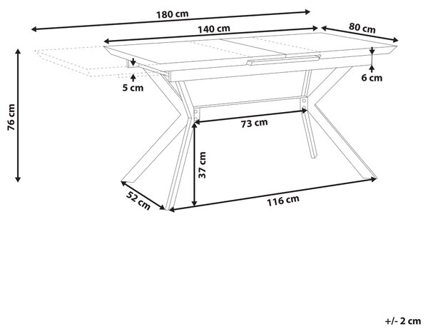 Rozkládací jídelní stůl BENSON Světle šedá 140/180 cm 80 cm