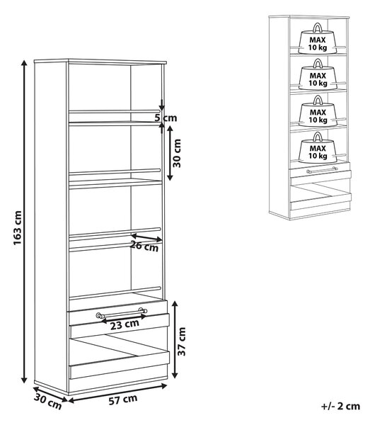 Knihovna se 4 policemi SALTER 163 cm Hnědá/Černá