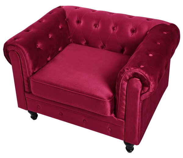 Křeslo CHESTERFIELD Umělý samet Vínová