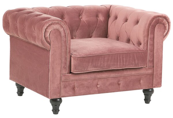 Křeslo CHESTERFIELD Umělý samet Růžová