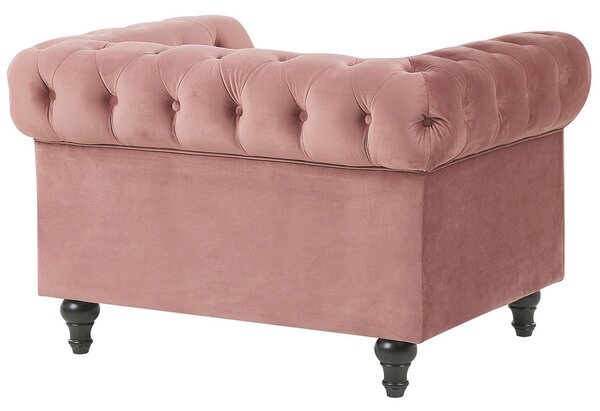 Křeslo CHESTERFIELD Umělý samet Růžová