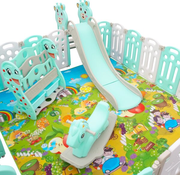 Aga4Kids Dětská plastová ohrádka s příslušenstvím 206x177x64 cm Zelená