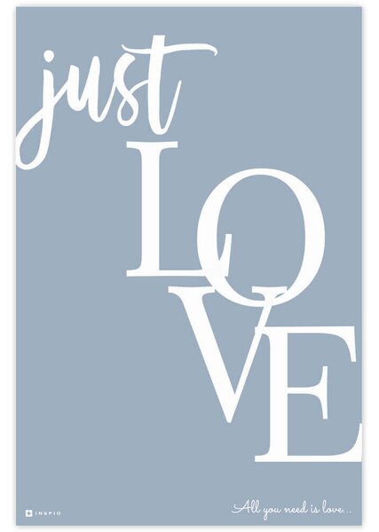 INSPIO-dibondový obraz s textem v dřevěném rámu - Obraz s moderním designem JUST LOVE
