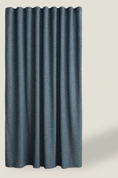 Závěs na řasící pásce wave barva modrá látka pletený vzor