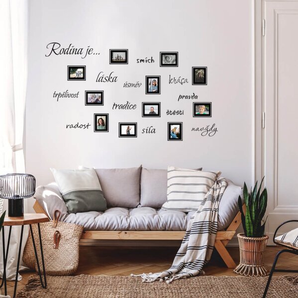 INSPIO - výroba dárků a dekorací - Samolepka na zdi - Rodina je s fotorámečky