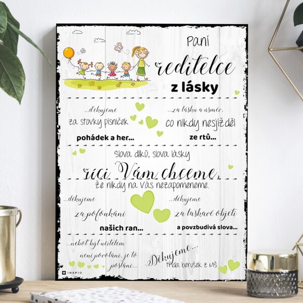 INSPIO - výroba dárků a dekorací - Dárek pro učitelku - Poděkování pro paní ředitelku - tabulka na stěnu