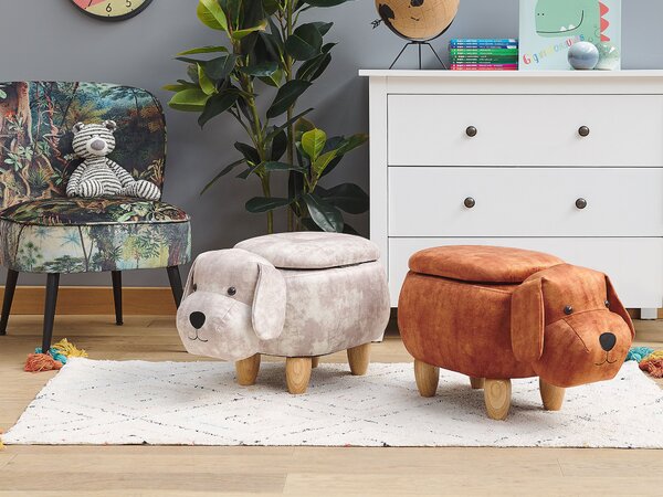 Zvířecí stolička s úložným prostorem DOGGY Pes Umělý samet Béžová
