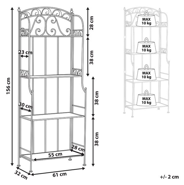 Regál s policemi PADUA 61 cm 156 cm Kov Bílá