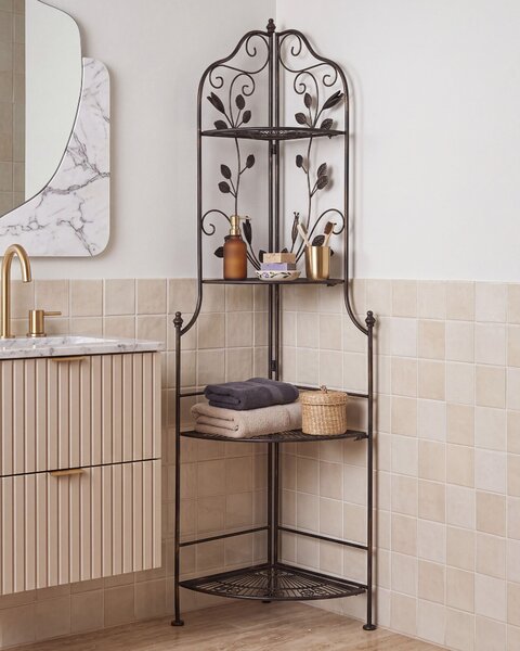 Rohový regál SIDERNO 35 cm 158 cm Kov Černá