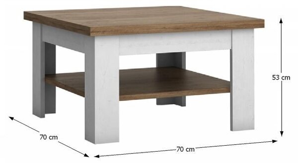 Konferenční stůl PROVANCE — 70x70x53 cm, sosna Andersen/dub lefkas