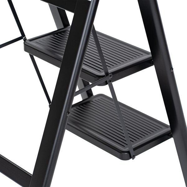 4Home Skládací ocelové schůdky Steel, 3 stupně, černá