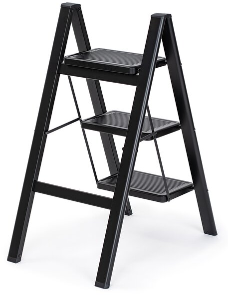4Home Skládací ocelové schůdky Steel, 3 stupně, černá