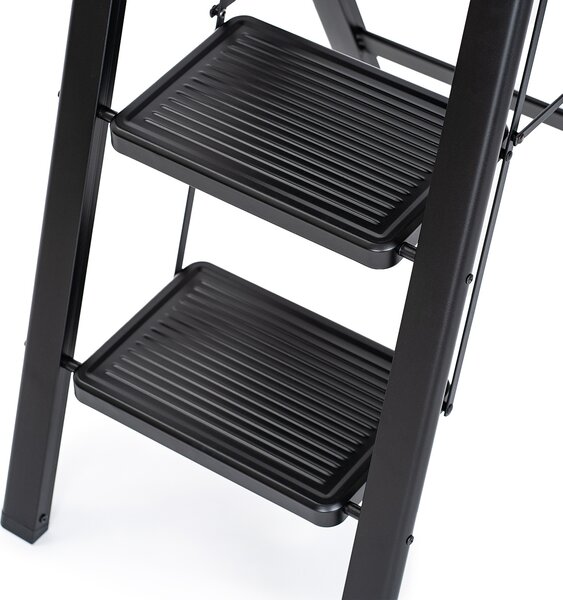 4Home Skládací ocelové schůdky Steel, 3 stupně, černá