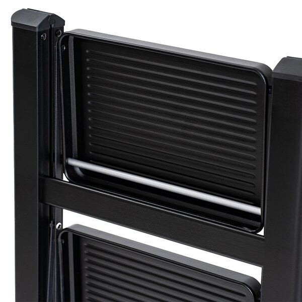4Home Skládací ocelové schůdky Steel, 3 stupně, černá