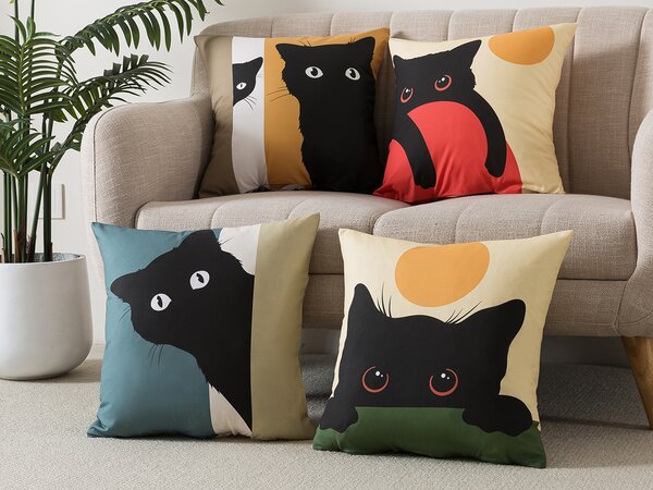 XPOSE® Set povlaků na polštář ČERNÁ KOČKA 40x40 cm - set 4 ks