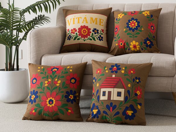 XPOSE® Set povlaků na polštář VESELKA 43x43 cm - 4ks