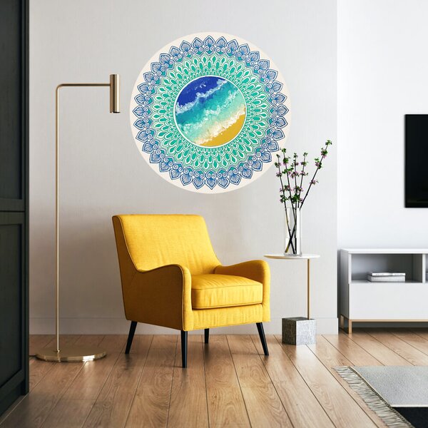 INSPIO-textilní přelepitelná samolepka - Samolepka na zeď do obýváku - Mandala, oceán