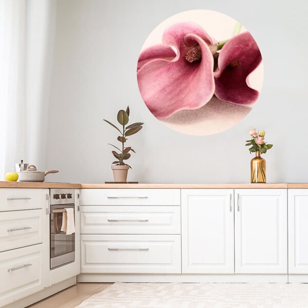 INSPIO-textilní přelepitelná samolepka - Samolepky na zeď do kuchyně - Květ v růžové barvě