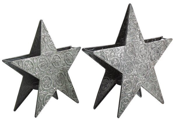 Sada 2 svícnů TORNIO 30/26 cm Kov Stříbrná