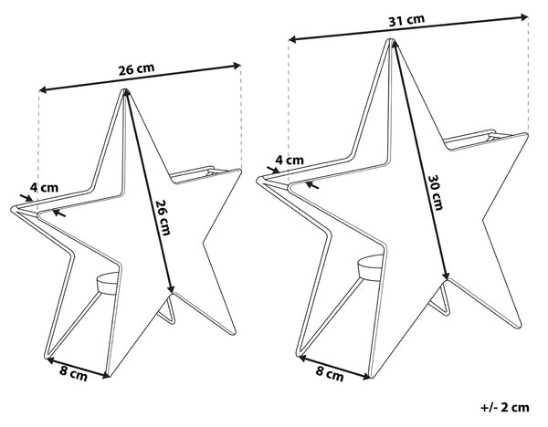 Sada 2 svícnů TORNIO 30/26 cm Kov Stříbrná