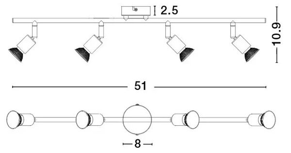 Moderní bodové svítidlo Base 51 Nikl – Šedá