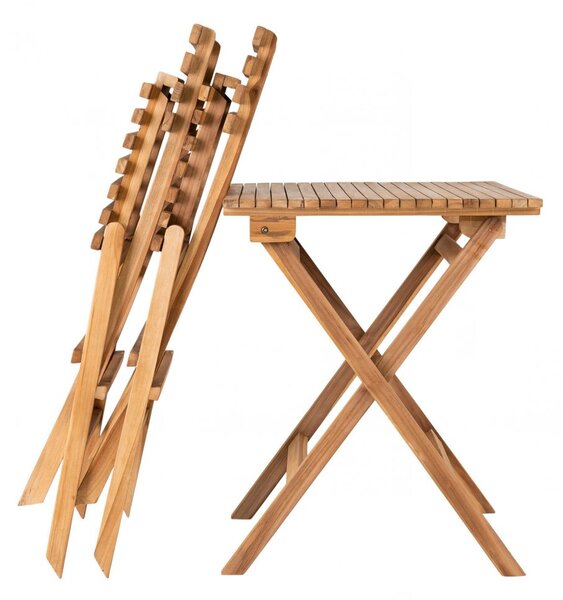 Zahradní a balkónový set Cuenca, skládací, teak, 60 × 60 × 75 cm – House Nordic