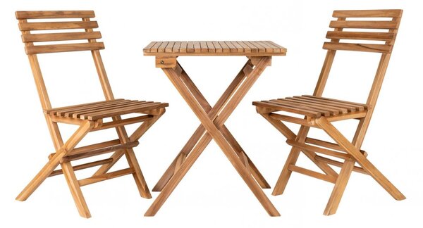 Zahradní a balkónový set Cuenca, skládací, teak, 60 × 60 × 75 cm – House Nordic