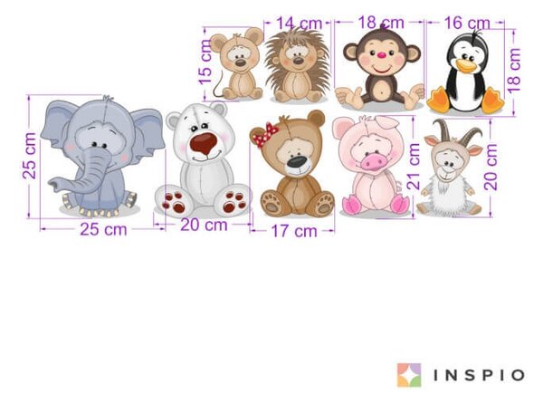 INSPIO-textilní přelepitelná samolepka - Nálepky nad postýlku - Barevná zvířátka