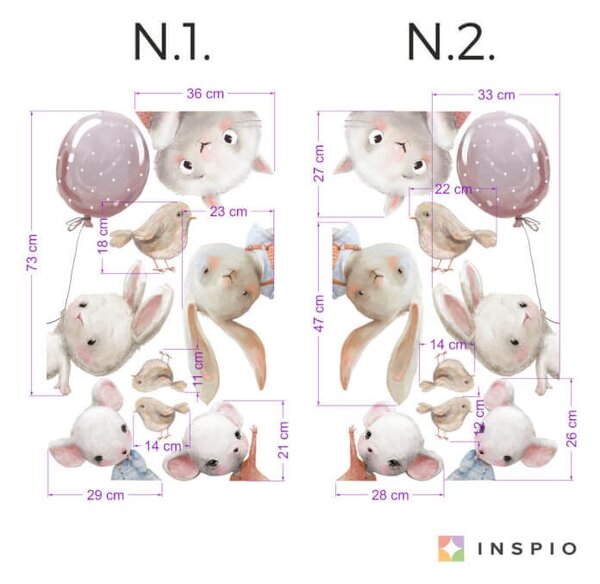 INSPIO-textilní přelepitelná samolepka - Nálepky na zeď - Akvarelová zvířátka kolem dveří do dětského pokoje