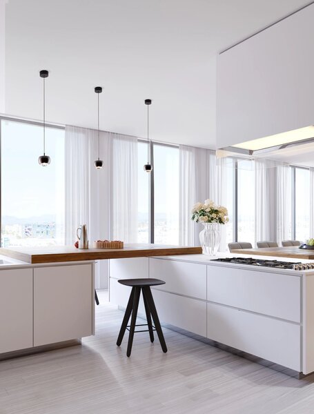 LED černý chromový designový lustr Conga – Černá
