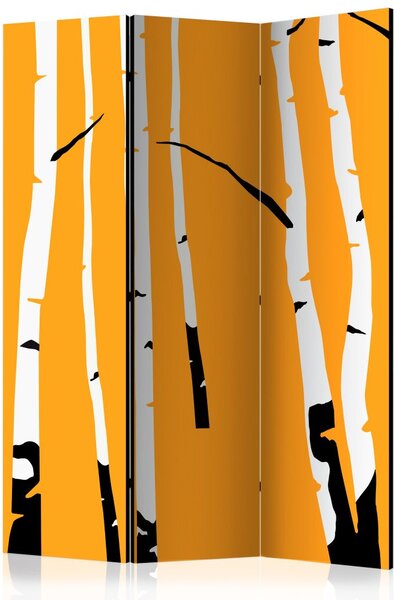 Paraván - Břízy na oranžovém pozadí 135x172