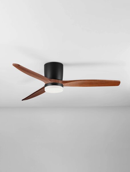LED černo-dřevěné moderní stropní svítidlo Aloa s dálkovým ovládáním 18W