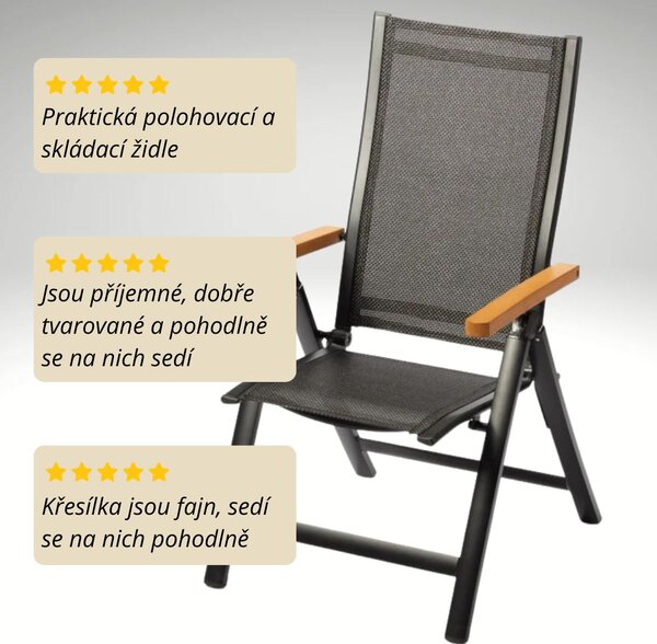 Zahradní polohovací židle černá HZN108