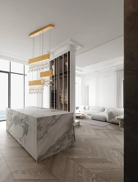Moderní LED lustr Crista zlatá 150