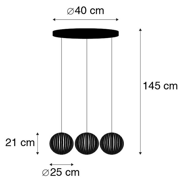 Moderní závěsné svítidlo černé 3-světlo - Zoë
