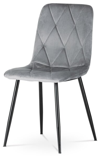 AUTRONIC Jídelní židle, potah šedá matná sametová látka, kovová 4nohá podnož, černý lak