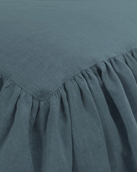 Přehoz Linen Frilly 160 x 210 cm smaragdový