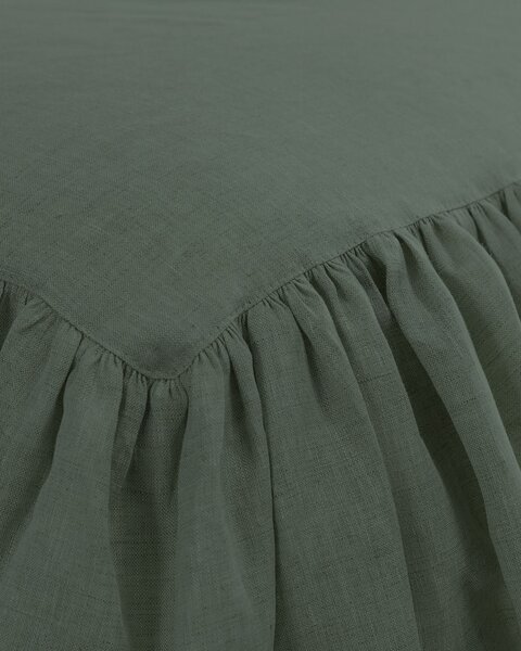 Přehoz Linen Frilly 160 x 210 cm zelený