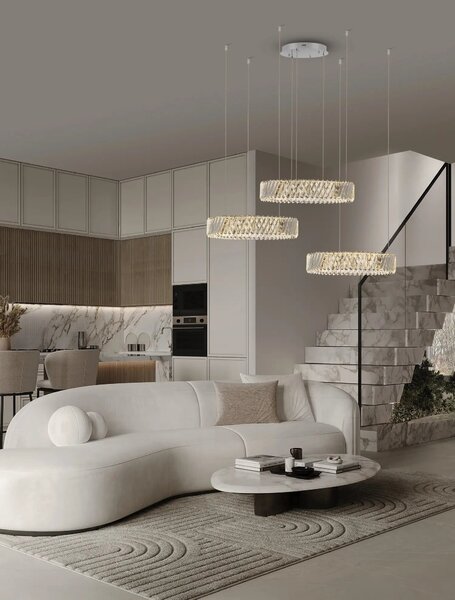 Designový LED lustr Arietta nikl 129W – Šedá
