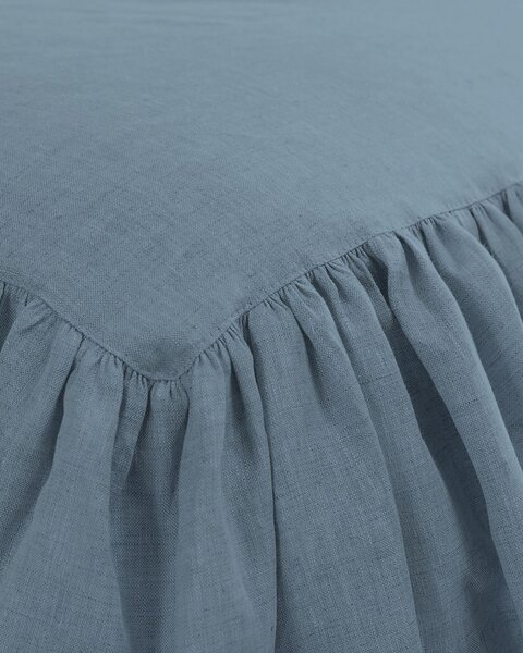 Přehoz Linen Frilly 160 x 210 cm šedomodrý