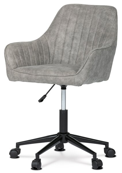 AUTRONIC Pracovní židle, potah šedá vintage látka, výškově nastavitelná, černý kovový kříž