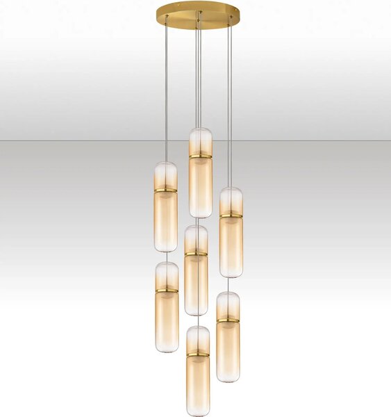 Designový LED lustr Norma oranžová 34
