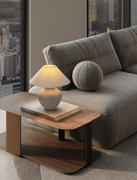 Moderní stolní lampa Lupe smetanová – Hnědá
