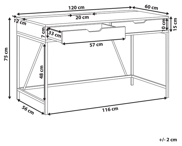 Pracovní stůl JENA 120 cm 60 cm se zásuvkami Černá