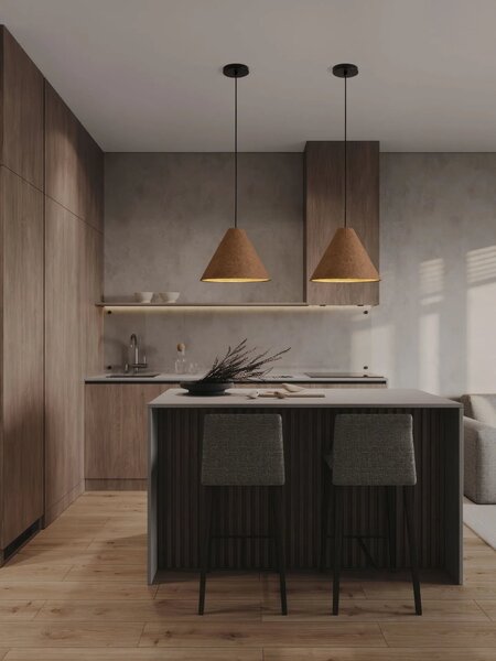 LED moderný luster Joelle 30 Prírodná – Hnědá
