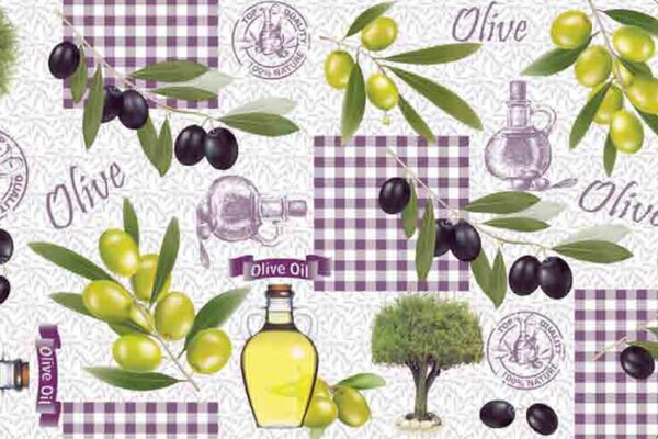 Ubrus PVC oválný DC-227A - Olivy (různé velikosti)