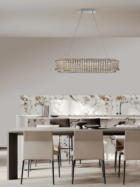LED moderný luster Celysia 100 Chromová – Šedá