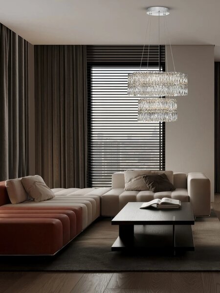 LED moderný luster Nuvia 2 Chromová – Šedá