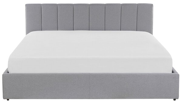 Postel s úložným prostorem DREUX Tkanina Světle šedá 180 x 200 cm