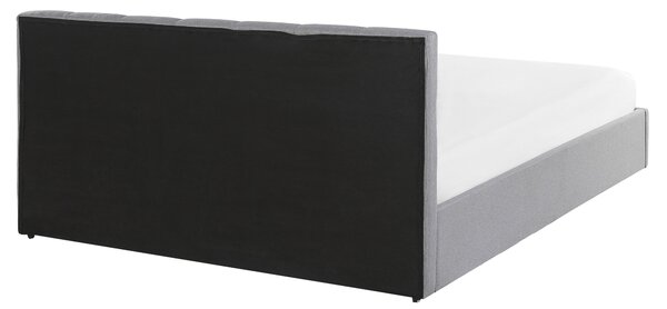 Postel s úložným prostorem DREUX Tkanina Světle šedá 160 x 200 cm